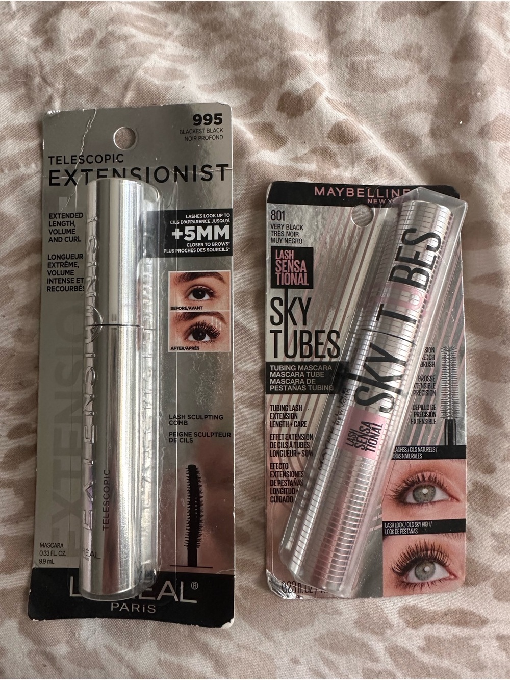 Maybelline and telescopic extensionist 2 pack bundle mascaras very black color